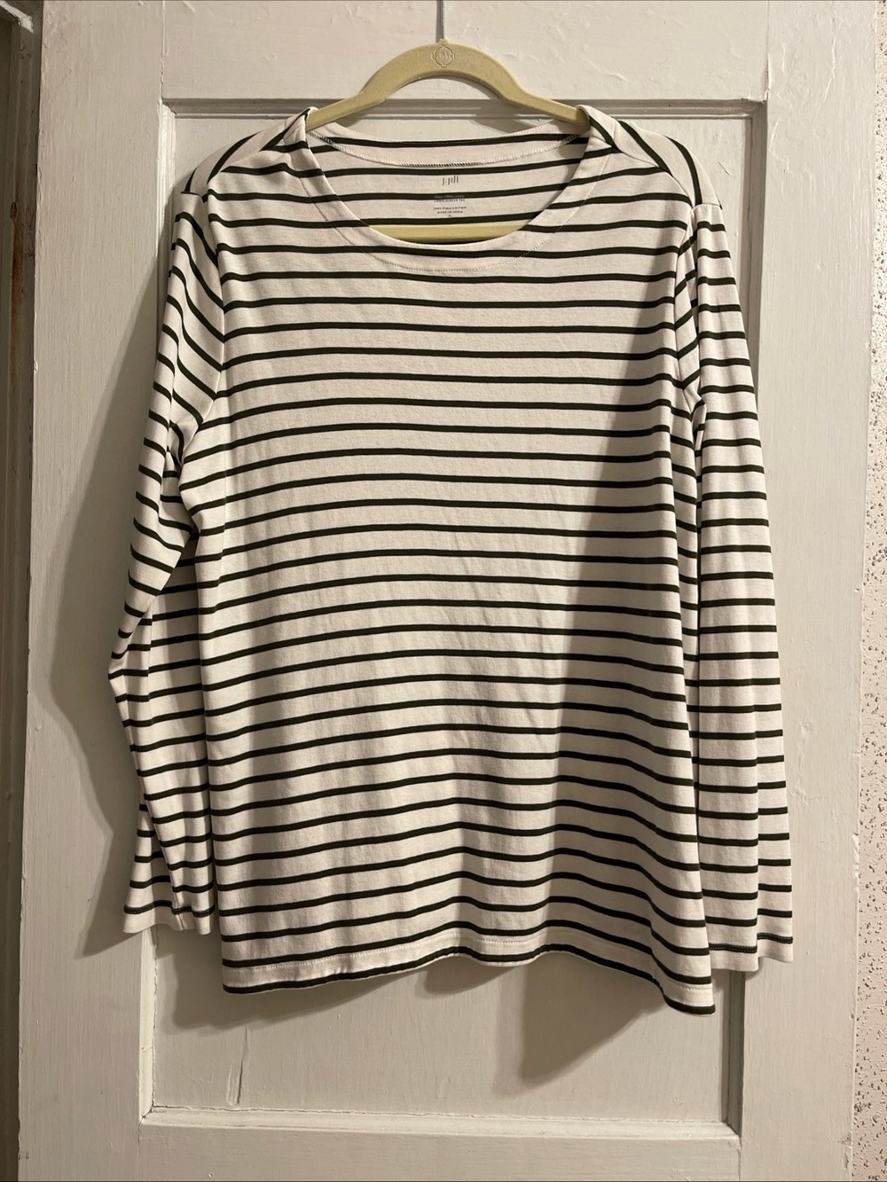 J. Jill Women's Striped Long Sleeve Top 100% Pima Cotton, Size XL